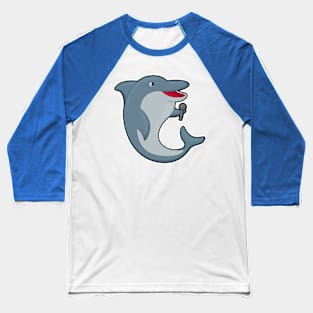 Dolphin at Singing with Microphone Baseball T-Shirt